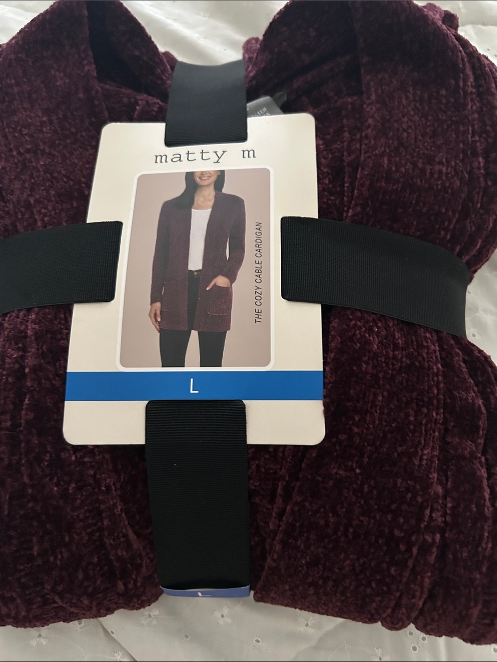 Matty M Plush Chenille Cardigan - Burgundy